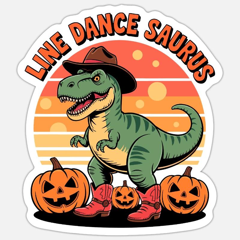 LineDance Saurus Halloween - Sticker taille S (10 x 10 cm) - blanc mat