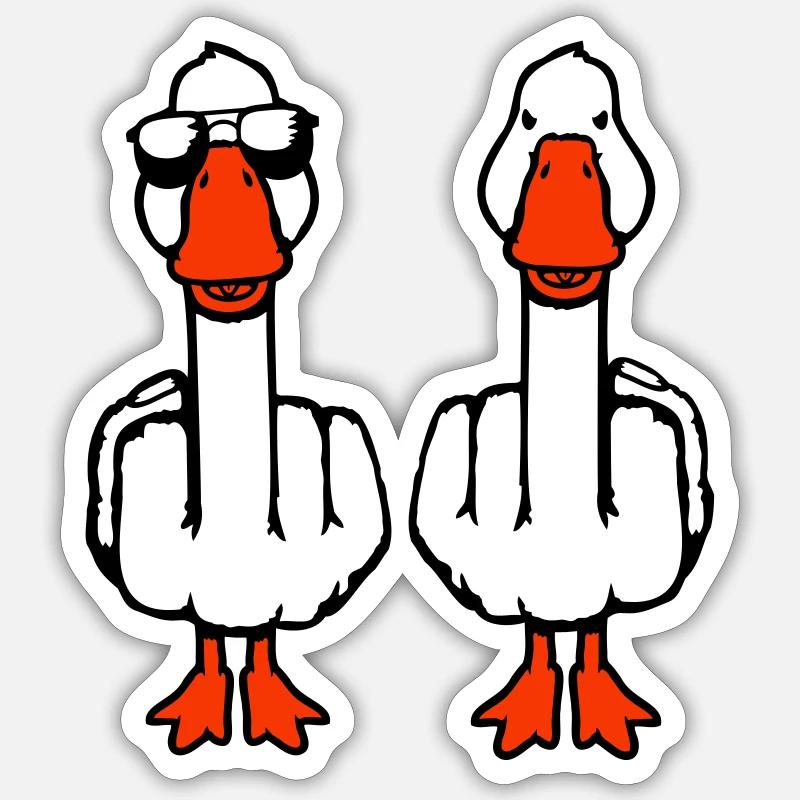 2 Oche Oche Doppio Dito Medio Duo Amici Duo - Sticker formato S (10 x 10 cm) - bianco opaco