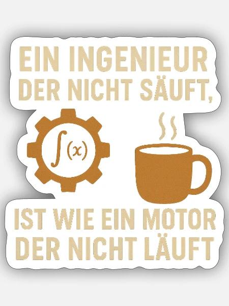 Engineer Humor Coffee Engine - Sticker size S (10 x 10 cm) - white matte