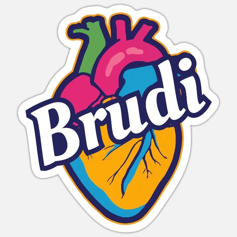 brudi - Sticker taille S (10 x 10 cm) - blanc mat