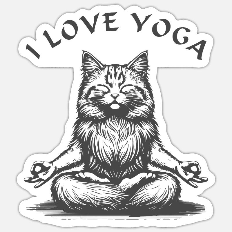 ChatsYoga Lotus Pose - Sticker taille S (10 x 10 cm) - blanc mat