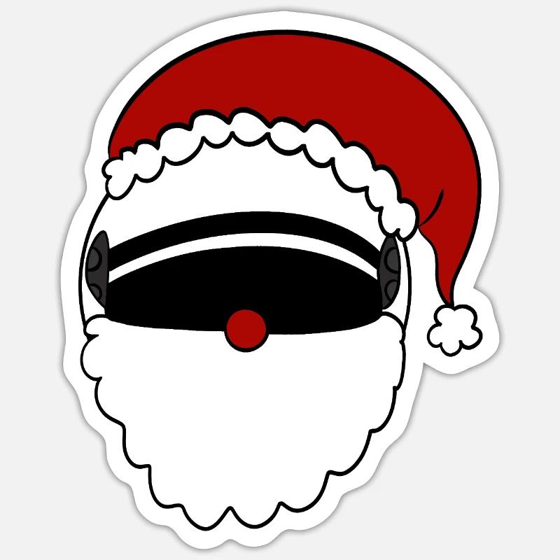 Weihnachtsmann  Helm  - Sticker Größe S (10 x 10 cm) - Mattweiß
