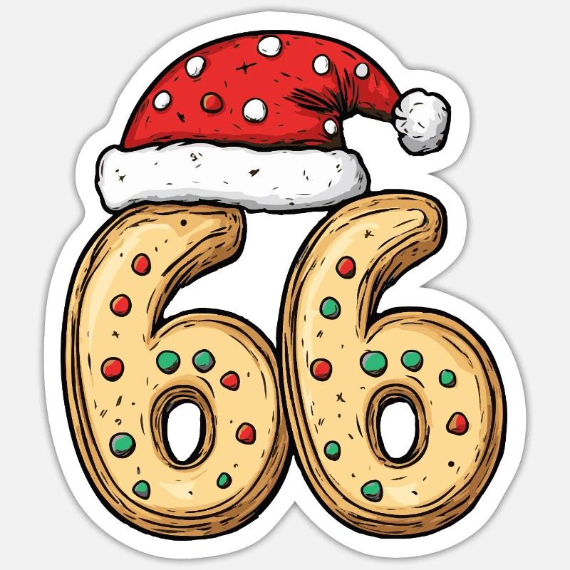 66 Numéro Biscuit Noël - Sticker taille S (10 x 10 cm) - blanc mat