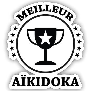 meilleur Aïkidoka - Aïkido  - Sticker taille S (10 x 10 cm) - blanc mat - Devant