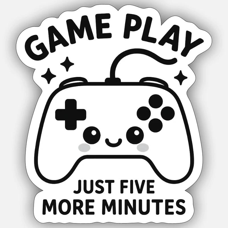Playing time five minutes left - Sticker size S (10 x 10 cm) - white matte