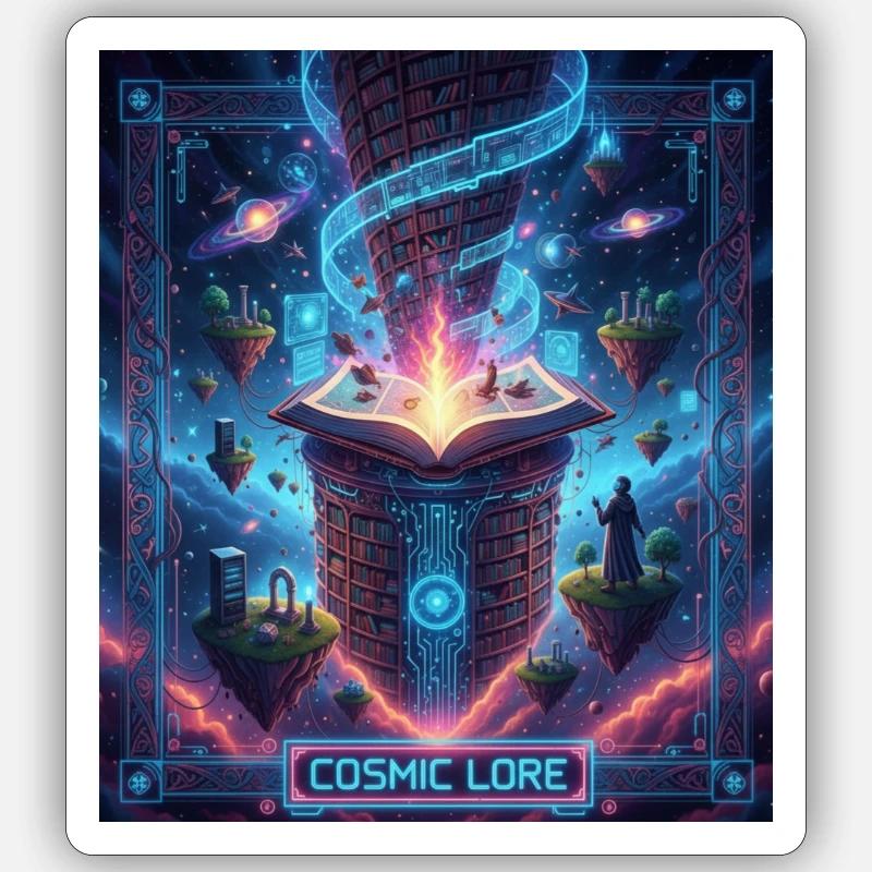 Cosmic Lore and Enchanted Book Sticker size S (10 x 10 cm)