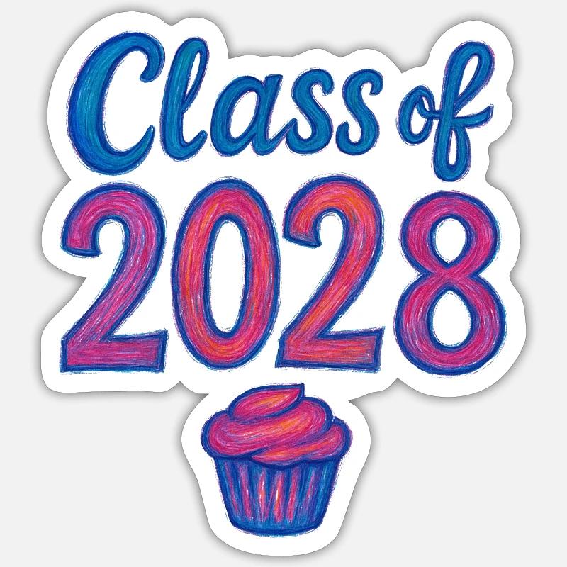 Cupcake-Gradient der Klasse 2028 Sticker Größe S (10 x 10 cm)