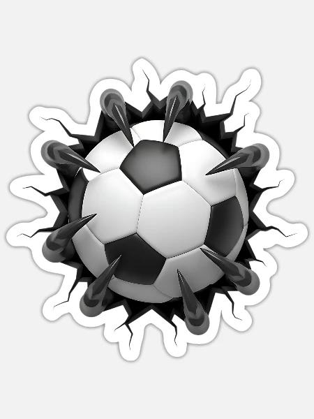 Fußball mit Krallen – Starkes Sportdesign - Sticker Größe S (10 x 10 cm) - Mattweiß