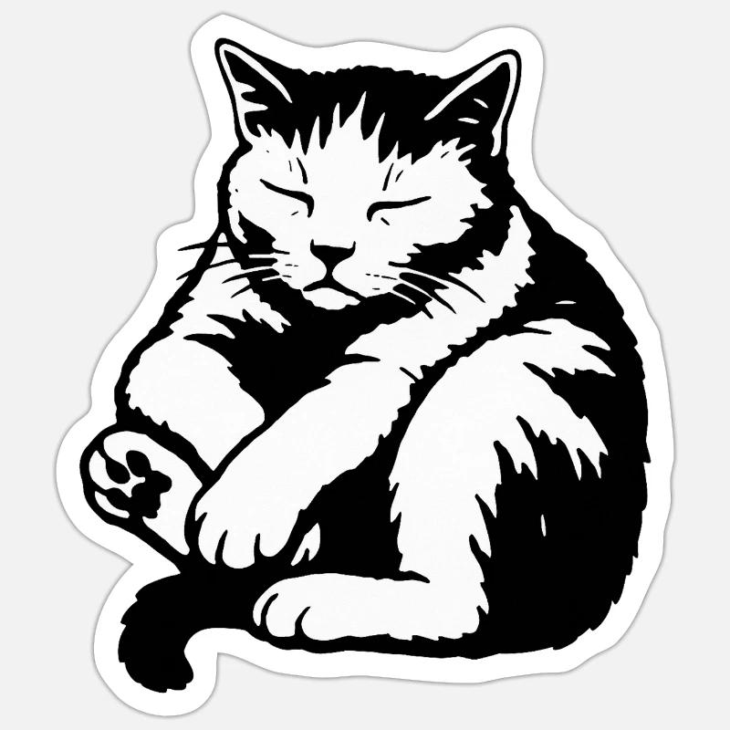 Sleeping Cat Silhouette - Sticker size S (10 x 10 cm) - white matte