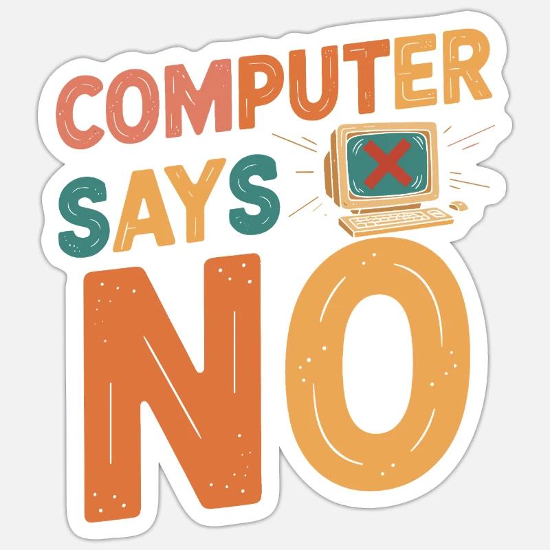 Rétro Computer dit non - Sticker taille S (10 x 10 cm) - blanc mat