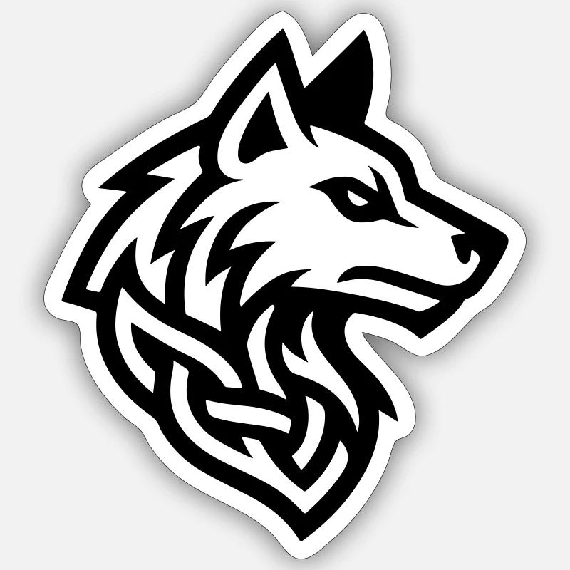 Viking Tête de Loup - Sticker taille S (10 x 10 cm) - blanc mat