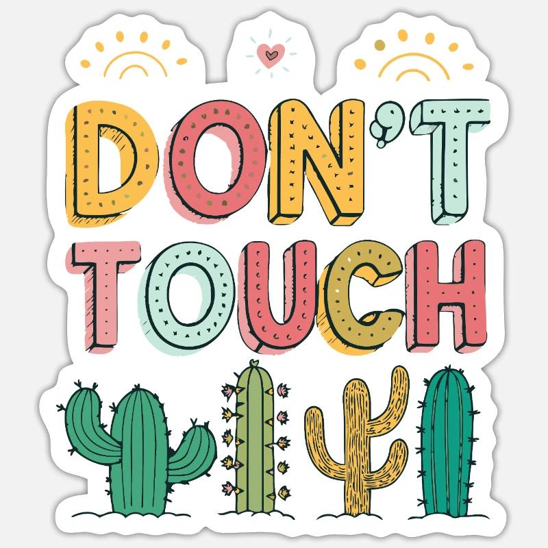 Do Not Touch Pastel Cactus - Sticker size S (10 x 10 cm) - white matte