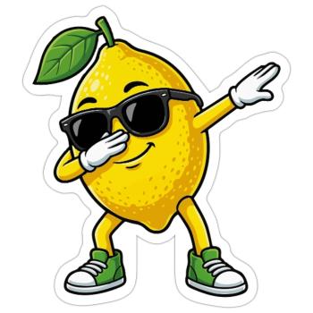 Dessin animé Dun Citron dans la pose Dab - Sticker taille S (10 x 10 cm) - blanc mat - Devant