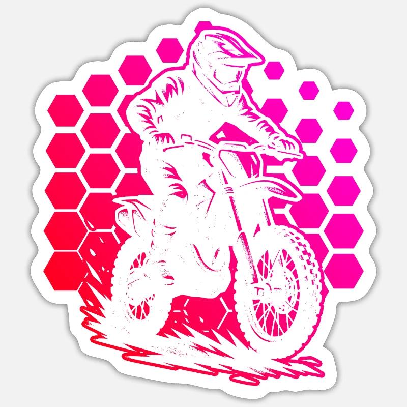 Motorcycle racer in hex pattern Sticker size S (10 x 10 cm)