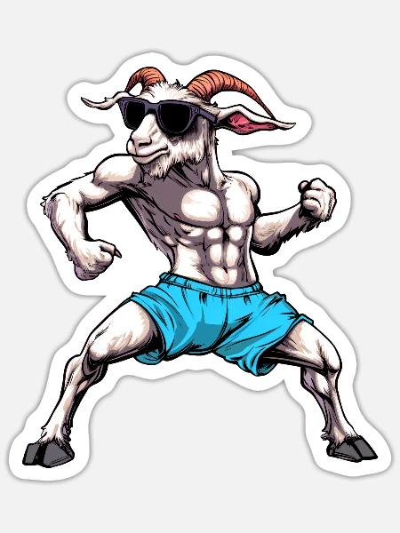 Ziegen Fitness - Sticker Größe S (10 x 10 cm) - Mattweiß