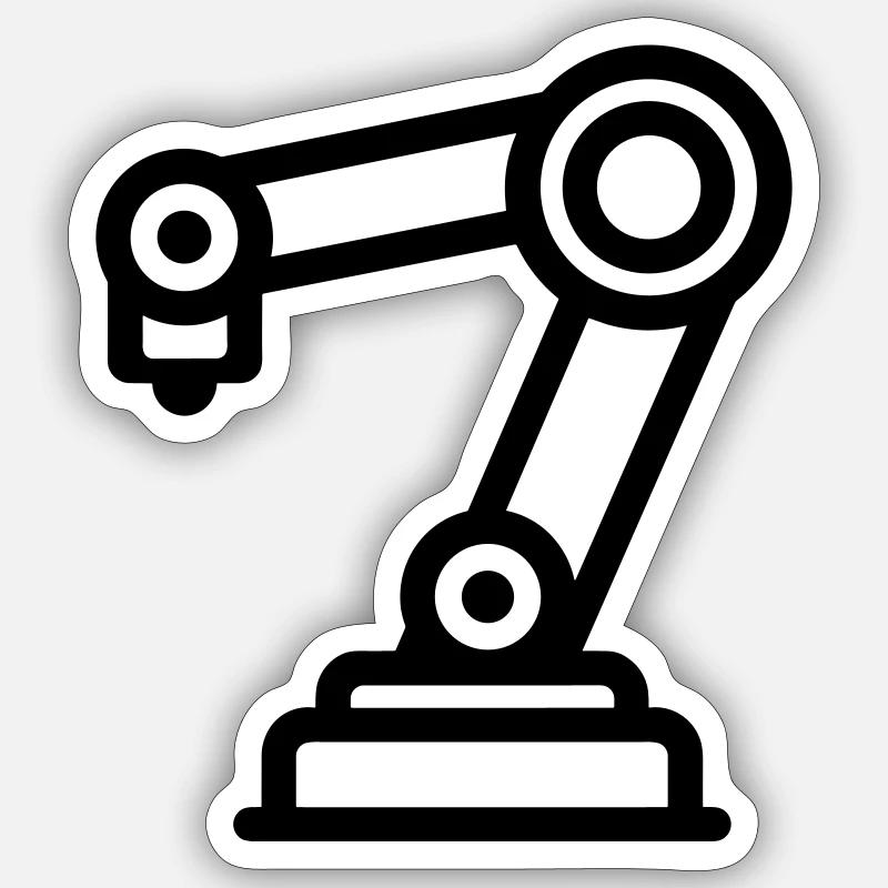 bras robotique - Sticker taille S (10 x 10 cm) - blanc mat