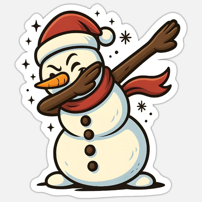 Dabbing Snowman - Sticker size S (10 x 10 cm) - white matte
