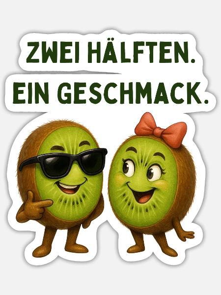 Zwei Hälften Ein Geschmack Kiwi - Sticker Größe S (10 x 10 cm) - Mattweiß
