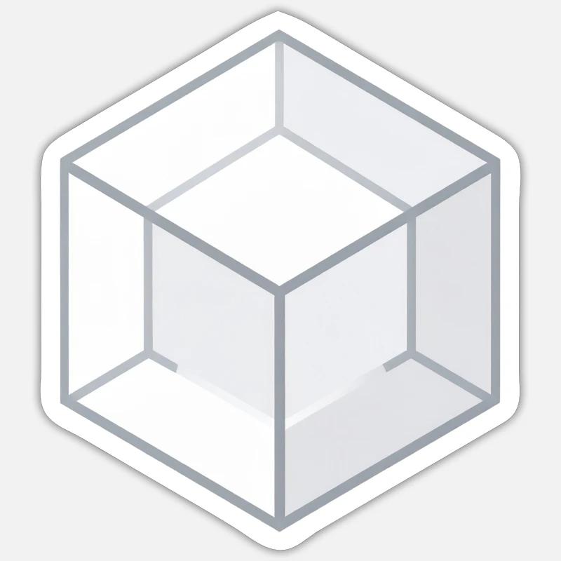 Geometric 3D Cube Line Style - Sticker size S (10 x 10 cm) - white matte