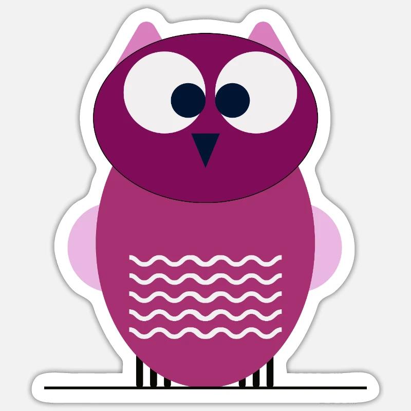 Purpur Wald-Eule - Sticker Größe S (10 x 10 cm) - Mattweiß