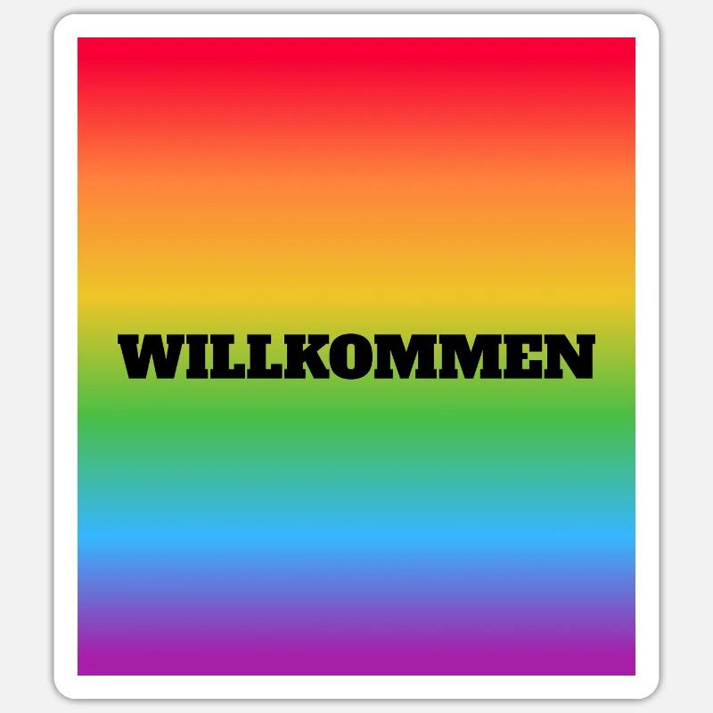 Willkommen Rainbow Welcome - Sticker size S (10 x 10 cm) - white matte
