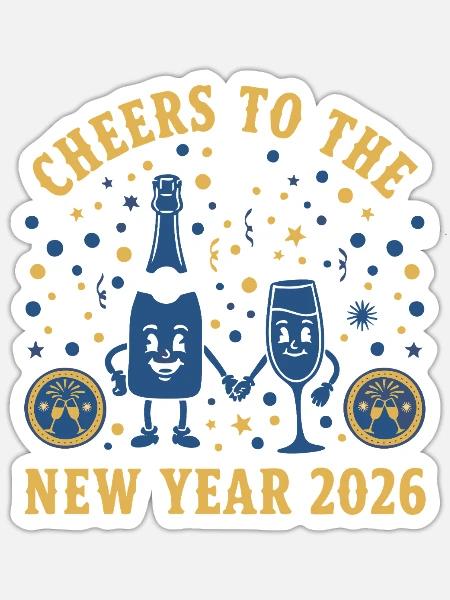 Prost auf die Silvesterfeier 2026! - Sticker Größe S (10 x 10 cm) - Mattweiß