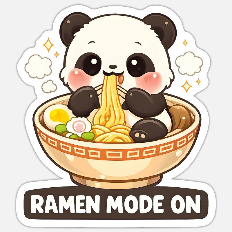 Mode ramen sur Panda - Sticker taille S (10 x 10 cm) - blanc mat