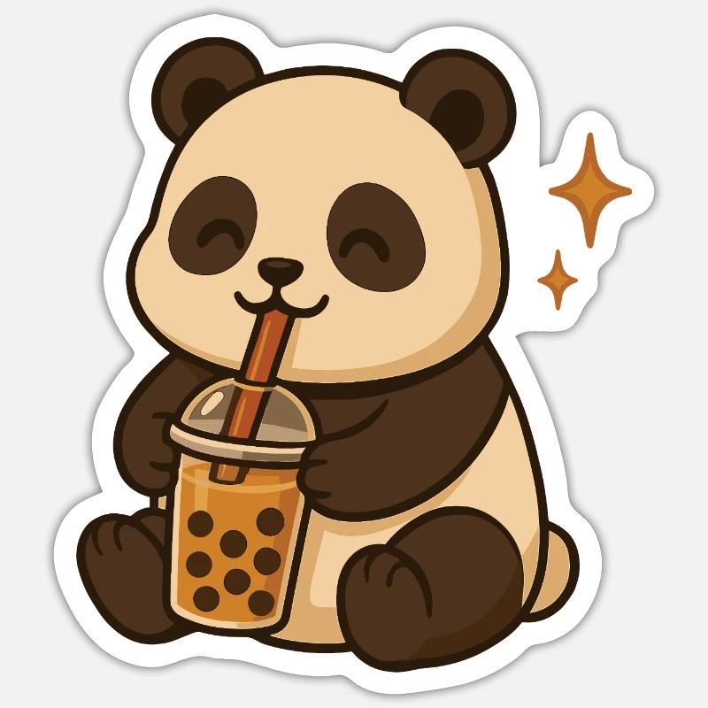 Panda with Bubble Tea kawaii Panda - Sticker size S (10 x 10 cm) - white matte