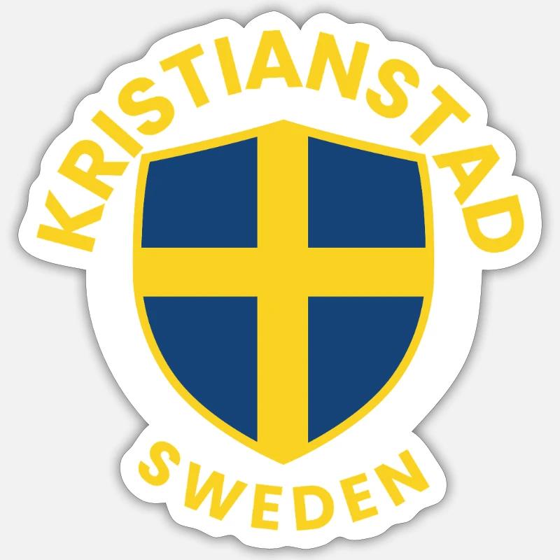 Bouclier Kristianstad, Suède - Sticker taille S (10 x 10 cm) - blanc mat