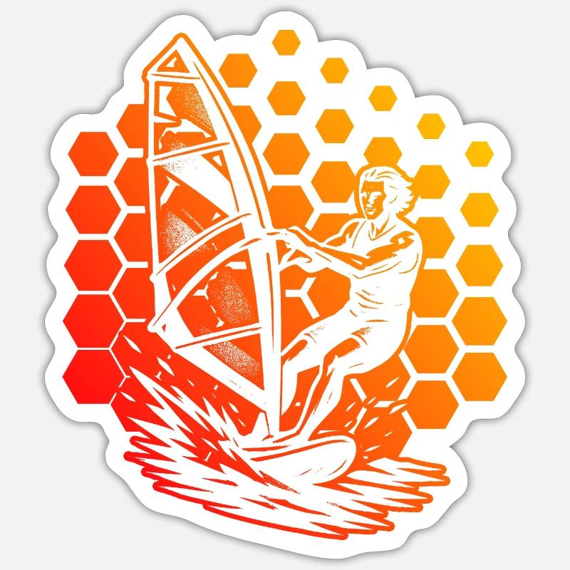 Modernes Windsurfing Artwork Sticker Größe S (10 x 10 cm)