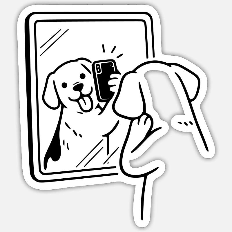 Chien Selfie Chien Sticker taille S (10 x 10 cm)
