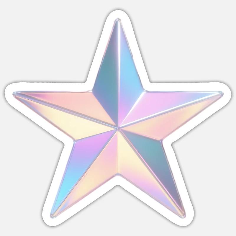 Étoile irisée pastel - Sticker taille S (10 x 10 cm) - blanc mat