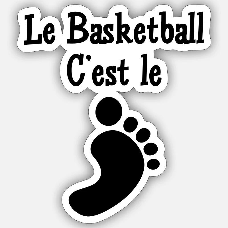 le basketball c'est le pied - Sticker taille S (10 x 10 cm) - blanc mat