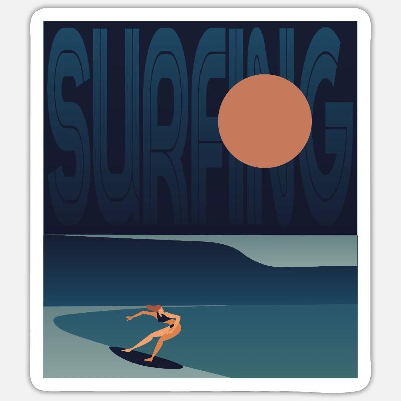 SURFER WAVE - Sticker size S (10 x 10 cm) - white matte