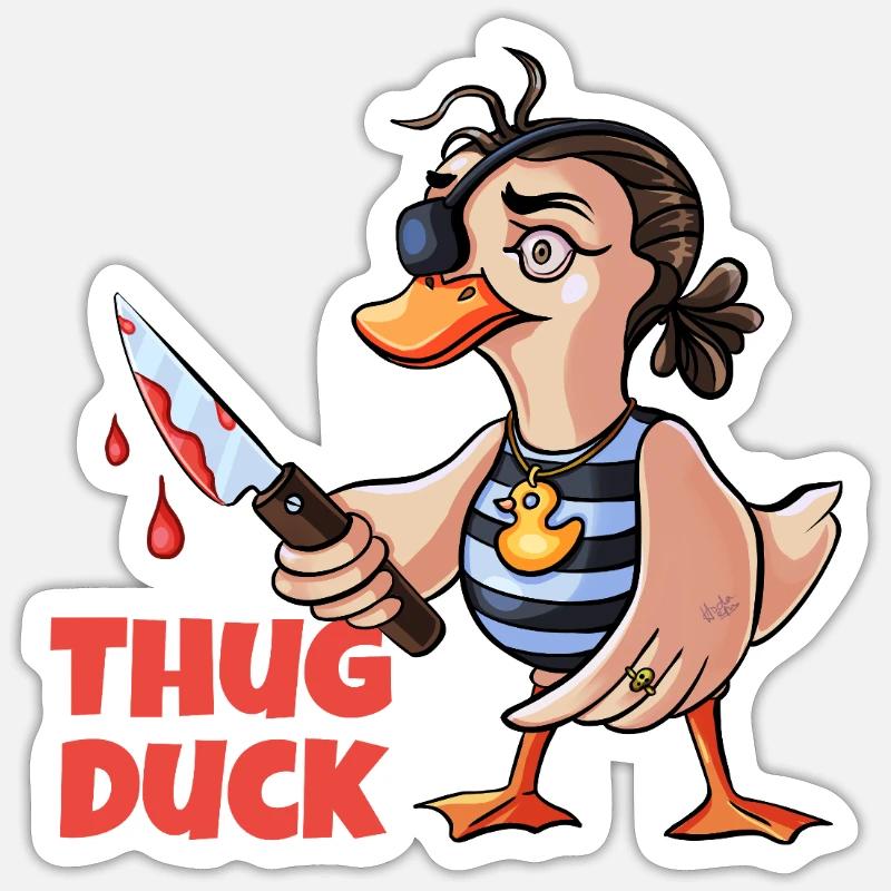 Thug Duck hält ein Messer-Meme - Sticker Größe S (10 x 10 cm) - Mattweiß