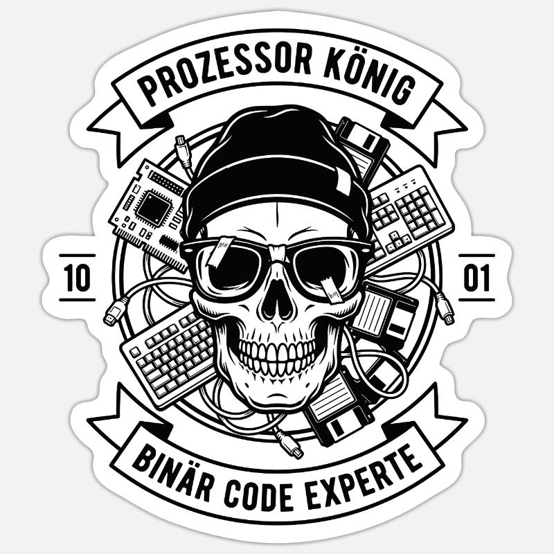 Processor King Skull - Sticker size S (10 x 10 cm) - white matte