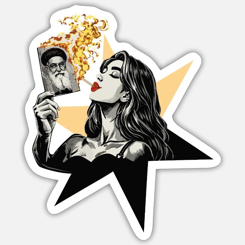 Femme feu 1 - Sticker taille S (10 x 10 cm) - blanc mat