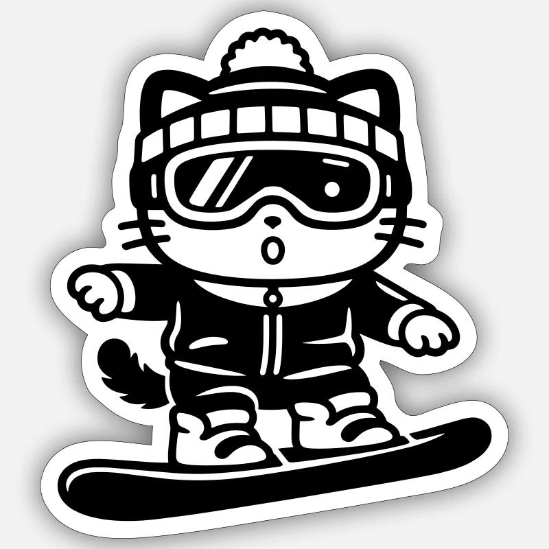 Snowboard Cat Sticker Größe S (10 x 10 cm)