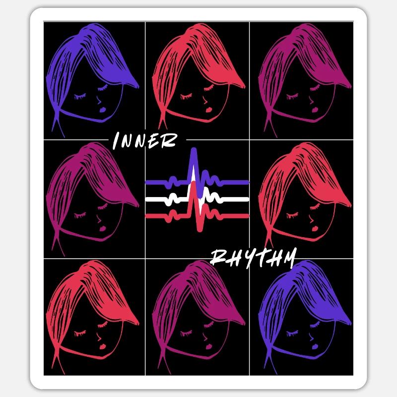 Inner Rhythm – Lebendiges minimalistisches Design - Sticker Größe S (10 x 10 cm) - Mattweiß