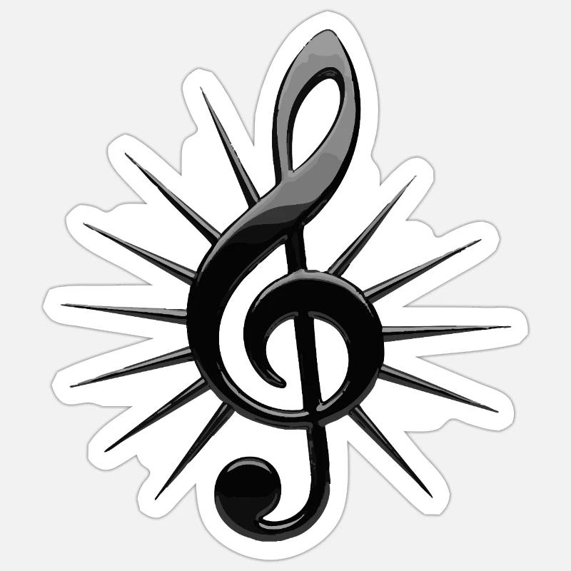 Black notes with rays - Sticker size S (10 x 10 cm) - white matte