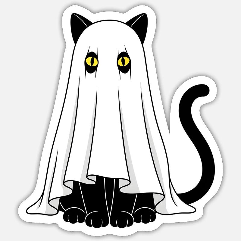 Ghost Cat Veil Ghost Sticker size S (10 x 10 cm)