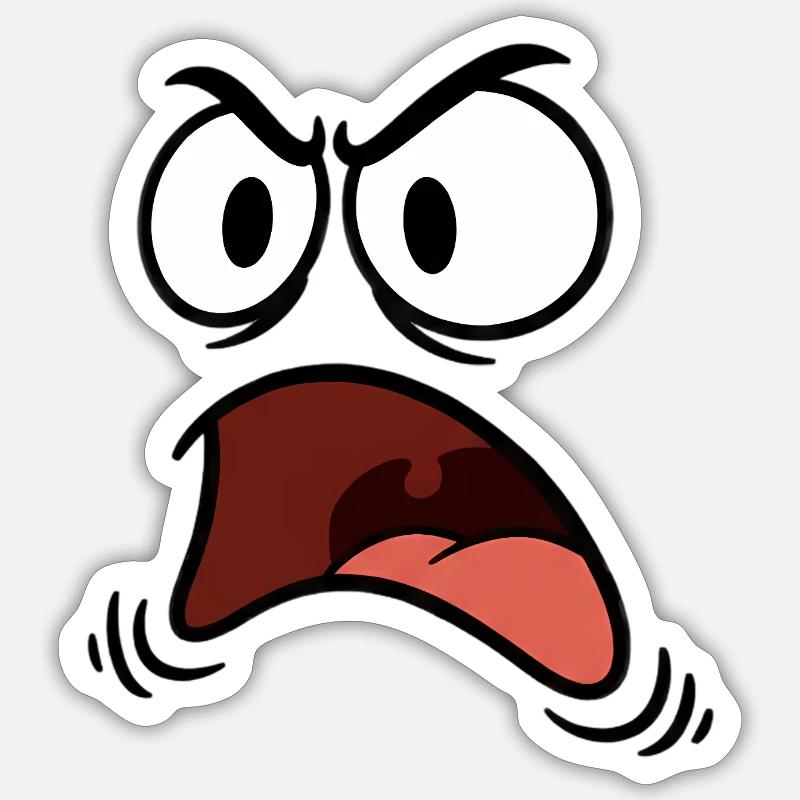 Wütendes Gesicht comic - Sticker Größe S (10 x 10 cm) - Mattweiß