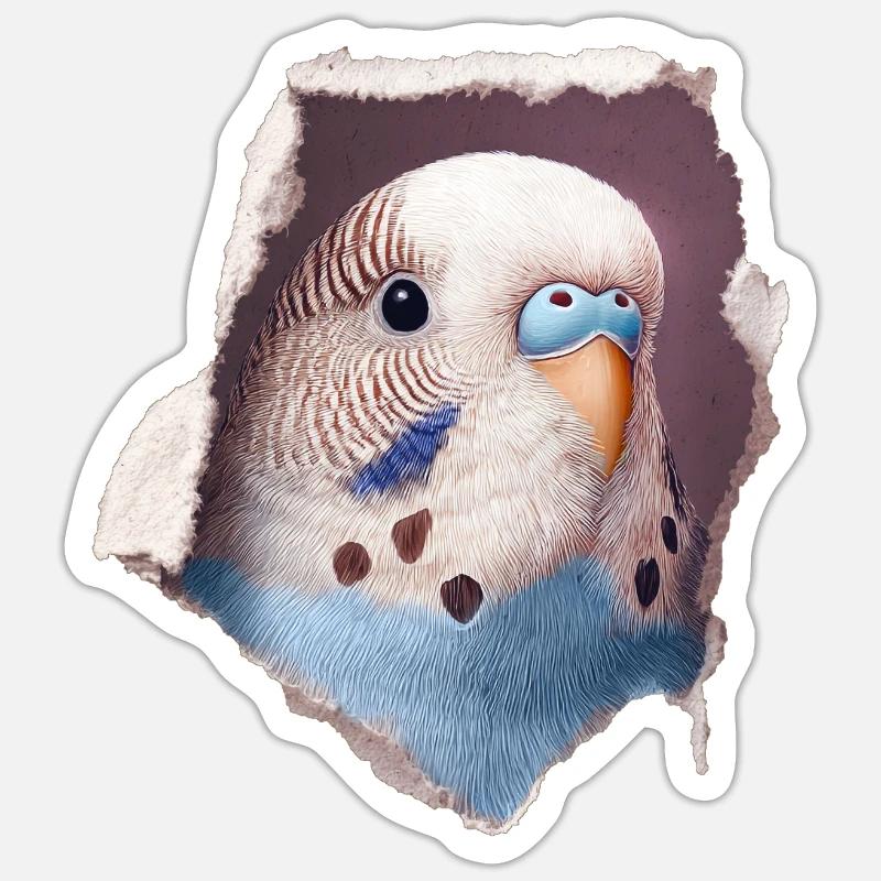 Perruche ondulée - Sticker taille S (10 x 10 cm) - blanc mat