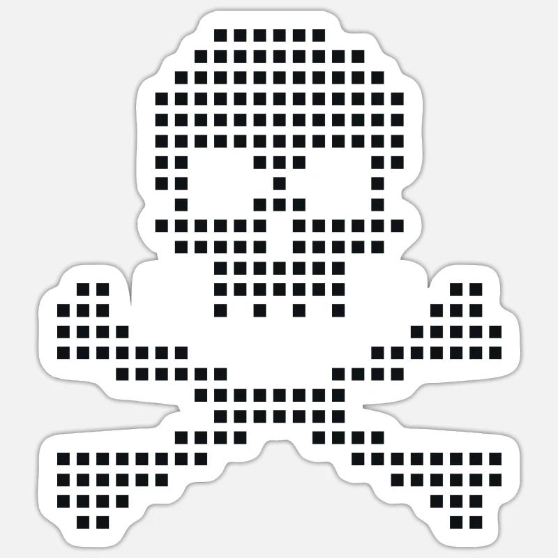 Pixel Skull Crossbones - Sticker size S (10 x 10 cm) - white matte