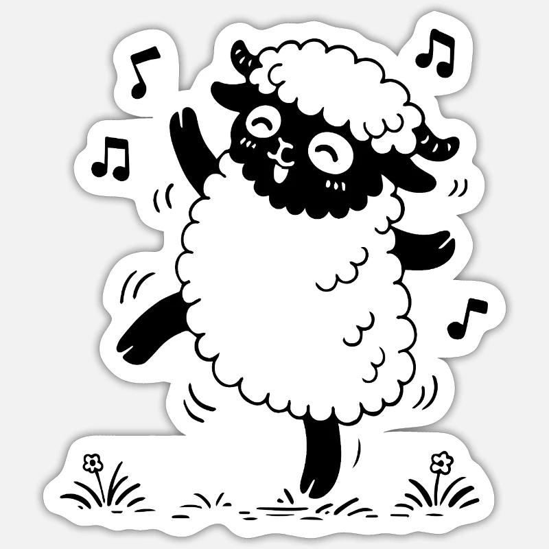 Dancing Sheep - Sticker size S (10 x 10 cm) - white matte
