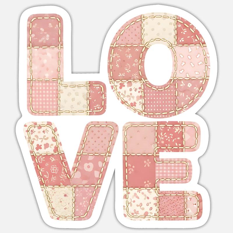 Love Patchwork Rosa Quilt Trend Design Sticker Größe S (10 x 10 cm)