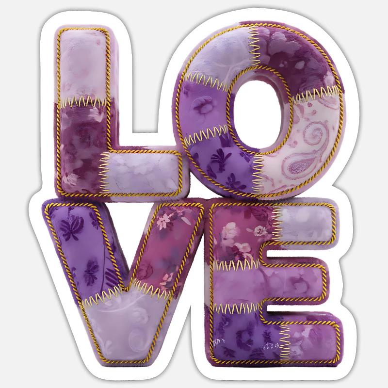 Lettrage patchwork Love Quiltlook - Sticker taille S (10 x 10 cm) - blanc mat