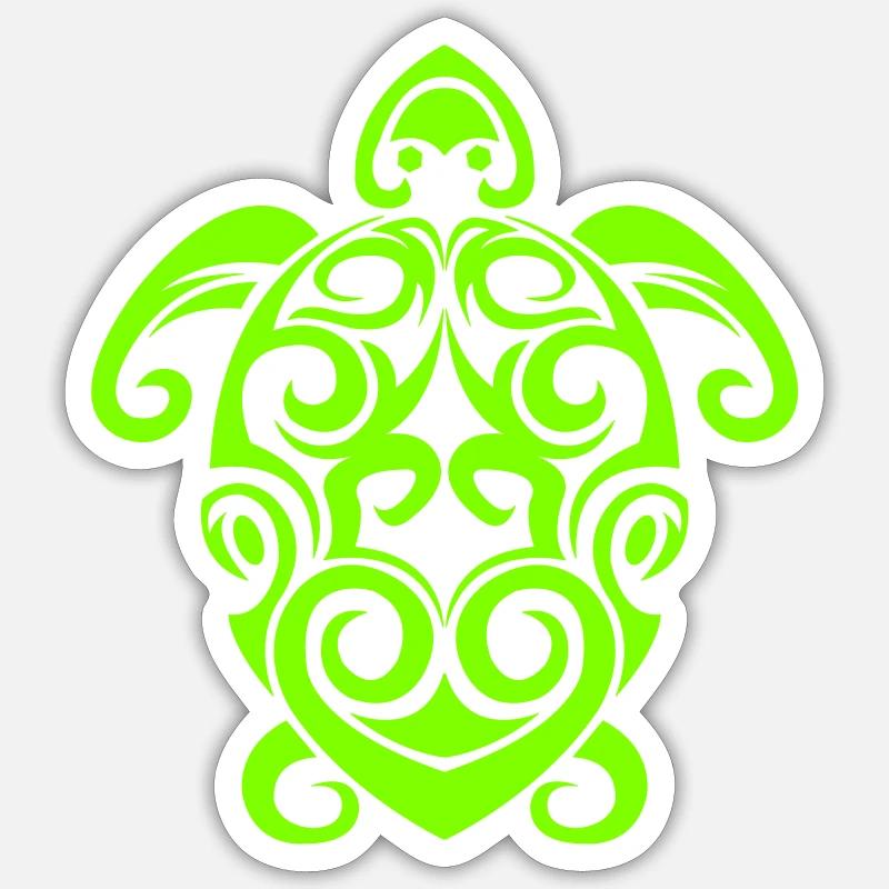 Glowing Turtle Tribal Pattern - Sticker size S (10 x 10 cm) - white matte