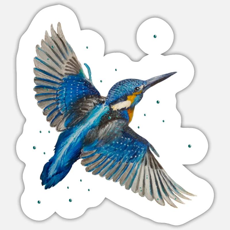 Eisvogel im Flug Sticker Größe S (10 x 10 cm)