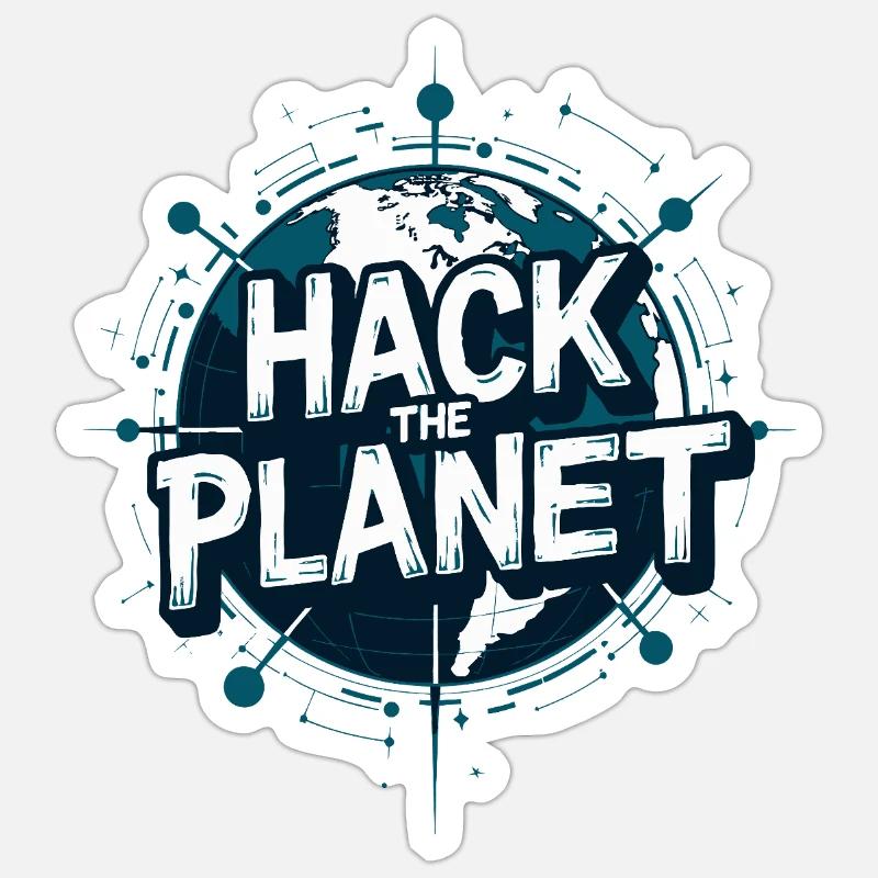 Globus Hack Motiv – Planetärer Techstil - Sticker Größe S (10 x 10 cm) - Mattweiß